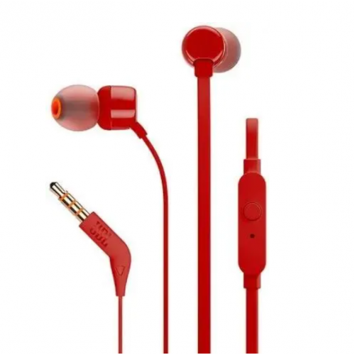 Наушники-гарнитура JBL T110 (вкладыши), красный Наушники-гарнитура JBL T110 (вкладыши), красный